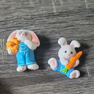 Vintage Bunny Easter Brooches  Both Stamped Lehman And Gibson Greetings